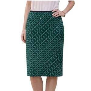 Diane Von Furstenberg DVF Vintage Green and Navy "O" Pattern Midi Skirt - 8